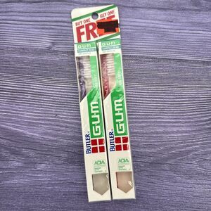 2 Pack Vintage Butler GUM Toothbrush 409 Adult Soft Bristles Compact Head